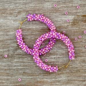 Perlen Ohrringe - pink rosa - handgefädelt Bild 1