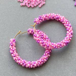 Perlen Ohrringe - pink rosa - handgefädelt Bild 3