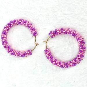 Perlen Ohrringe - pink rosa - handgefädelt Bild 4