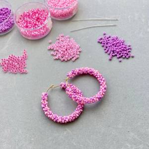 Perlen Ohrringe - pink rosa - handgefädelt Bild 7