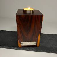 Kerzenhalter, Teelichthalter aus Edelholz | Massives Mopane Holz inkl. Edelstahl Halter | Kernholz | Kerzenständer Bild 1