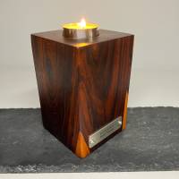 Kerzenhalter, Teelichthalter aus Edelholz | Massives Mopane Holz inkl. Edelstahl Halter | Kernholz | Kerzenständer Bild 2