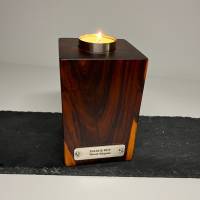 Kerzenhalter, Teelichthalter aus Edelholz | Massives Mopane Holz inkl. Edelstahl Halter | Kernholz | Kerzenständer Bild 3