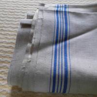 Mangeltuch mit sechs blauen Streifen Wäschetuch für Kaltmangel Vintage vermutlich aus den 1950er Jahren Bild 2