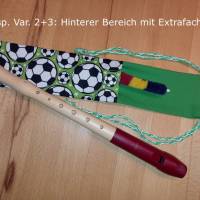Flötentasche mit Namen, Flötenbeutel - Fußball grün  (mit optionalen Zubehörfach/Futter/Halsband) Bild 2