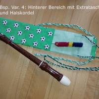 Flötentasche mit Namen, Flötenbeutel - Fußball grün  (mit optionalen Zubehörfach/Futter/Halsband) Bild 3