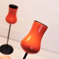 Vintage 60er Designer zwei Kerzenständer Kerzenhalter Laurids Longborg Tulpe Orange Schwarz Bild 4