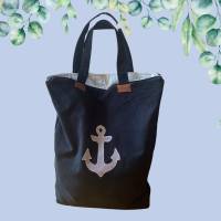Riesige Strandtasche, Badetasche XXL mit großer Anker-Applikation, Einkaufstasche, Umhängetasche, Schultertasche, Strand Bild 2