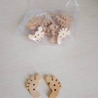 Knopf Holz - Knöpfe Motiv Fuß - Holz Natur oder Kunststoff bunte Mischung - zwei-Loch - Knopf zum Nähen oder basteln Bild 2