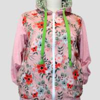 Damen Sweat Jacke | Bunte Blumen in Rose/Orange Farben Bild 1