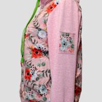 Damen Sweat Jacke | Bunte Blumen in Rose/Orange Farben Bild 2