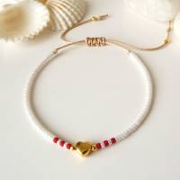 Armband Herz aus kleinen Miyuki Perlen, kleine Geschenke für Frauen Freundin, Bild 1