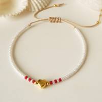 Armband Herz aus kleinen Miyuki Perlen, kleine Geschenke für Frauen Freundin, Bild 3