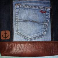 Jeans - Rucksack, Upcycling aus Jeanshosen, Material - Mix aus Alt und Neu, nachhaltig und zeitlos schön Bild 10