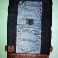 Jeans - Rucksack, Upcycling aus Jeanshosen, Material - Mix aus Alt und Neu, nachhaltig und zeitlos schön Bild 3