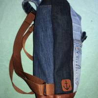 Jeans - Rucksack, Upcycling aus Jeanshosen, Material - Mix aus Alt und Neu, nachhaltig und zeitlos schön Bild 4