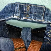 Jeans - Rucksack, Upcycling aus Jeanshosen, Material - Mix aus Alt und Neu, nachhaltig und zeitlos schön Bild 9