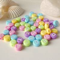 Acryl Buchstabenperlen in Pastellfarben, 52 Perlen (2x A-Z) oder 78 Perlen (3 A-Z), DIY Namensarmband Bild 1