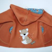 Baumwollfleece Jacke in Gr. 104 ungefüttert in rostfarben mit Fuchs Stickerei Bild 1