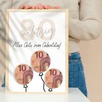 Geldgeschenk 80. Geburtstag zum selbst ausdrucken | Geschenkvorlage für Mann und Frau - Digitaler Download Bild 4