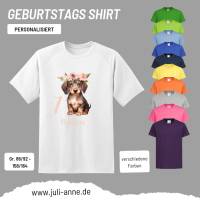 Personalisiertes Shirt GEBURTSTAG Zahl & Name personalisiert Dackel Hund Bild 1