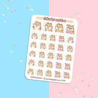 Shiba Inu Emotes Nr 1 Sticker Sheet. Kawaii Hunde Emoji Aufkleber für Planer, Bullet Journal, Tagebuch Bild 3