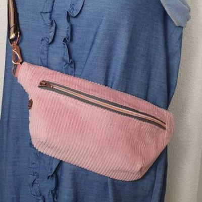 Hipbag LOTTA Bauchtasche Waistbag Gürteltasche Handtasche Tasche Cordstoff Crossbag rosa schlicht