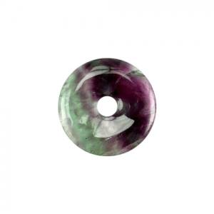 Fluorit A bunt Donut 30mm (Regenbogenfluorit) - Regenbogenfluorit Steinanhänger - Edelstein Glücksbringer Energiestein F Bild 1