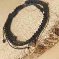 Freundschaftsarmbänder Schwarzes Herzarmband minimalistischen Stil, Flechtarmbänder Makramee-Armband, Set 2 Stück Bild 4