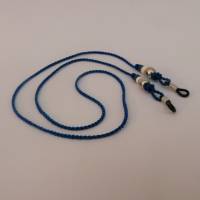 Schickes leichtes Brillenband,  blau mit Perlen, Brillenkette, Halteband für Brille, handgeknüpft Bild 1