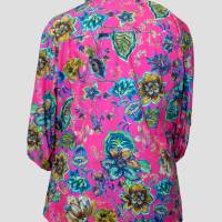 Damen Hemdbluse Motiv | Sehr Bunt in Floraler Druck in Pink/Petrol| Bild 3
