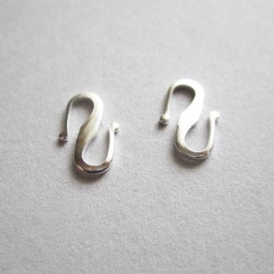 10 S-Haken Verschlüsse Messing 925 Sterling versilbert 12x7,5 mm