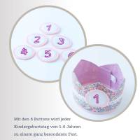 Geburtstagskrone für Kinder, Kinderkrone Blumenwiese, Stoffkrone mit austauschbaren Zahlen 1-6 Jahre mit Tasche Bild 7