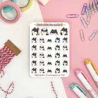 Schwarze Shiba Inu Emotes Nr 2 Sticker Sheet. Kawaii Hunde Emoji Aufkleber für Planer, Bullet Journal, Tagebuch Bild 2
