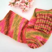 Socken Damen - Kurzsocken handgestrickt Farbe rose-, braun, grün in unregelmässigem Verlauf  Grösse 38/39 Bild 8