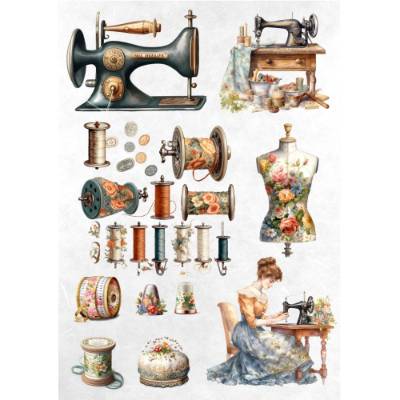 Reispapier - Motiv Strohseide - A4 - Decoupage - Vintage -  Nähen - Sewing - 200015
