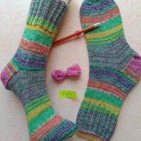 Wollsocken, handgestrickte Socken, Gr 38/39,  gestrickte Socken, kunterbunt Bild 1