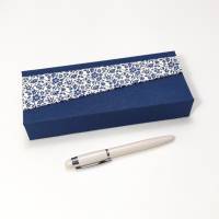 Stiftschachtel Stiftbox Griffelkasten blaue Blumen Buchbindehandwerk Bild 1