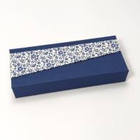 Stiftschachtel Stiftbox Griffelkasten blaue Blumen Buchbindehandwerk Bild 3