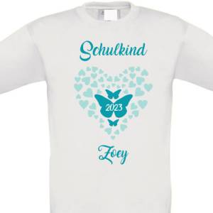 Schulkind T-Shirt/ T-Shirt zur Einschulung  Schulkind mit Namen  / Einschulungsshirt / Erster Schultag / Schmetterling Bild 1