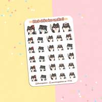 Black Tan Shiba Inu Emotes Nr 3 Sticker Sheet. Kawaii Hunde Emoji Aufkleber für Planer, Bullet Journal, Tagebuch Bild 3