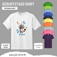 Personalisiertes Shirt GEBURTSTAG Zahl & Name personalisiert Party Waschbär Bild 1