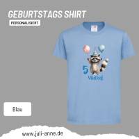 Personalisiertes Shirt GEBURTSTAG Zahl & Name personalisiert Party Waschbär Bild 2