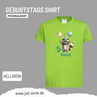 Personalisiertes Shirt GEBURTSTAG Zahl & Name personalisiert Party Waschbär Bild 3