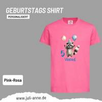 Personalisiertes Shirt GEBURTSTAG Zahl & Name personalisiert Party Waschbär Bild 9