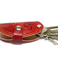 Leder Schlüsselbund Schlüsseletui – Saddle OX – Ruby Swirl - Individualisierbar Bild 2