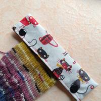 Nadelgarage, Nadelsafe, Nadeltasche für 15 cm lange Sockennadeln, mit  Katzen, i love knitting Bild 1