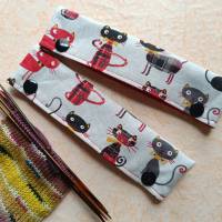 Nadelgarage, Nadelsafe, Nadeltasche für 15 cm lange Sockennadeln, mit  Katzen, i love knitting Bild 2