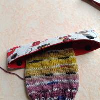 Nadelgarage, Nadelsafe, Nadeltasche für 15 cm lange Sockennadeln, mit  Katzen, i love knitting Bild 4