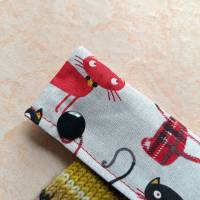 Nadelgarage, Nadelsafe, Nadeltasche für 15 cm lange Sockennadeln, mit  Katzen, i love knitting Bild 5